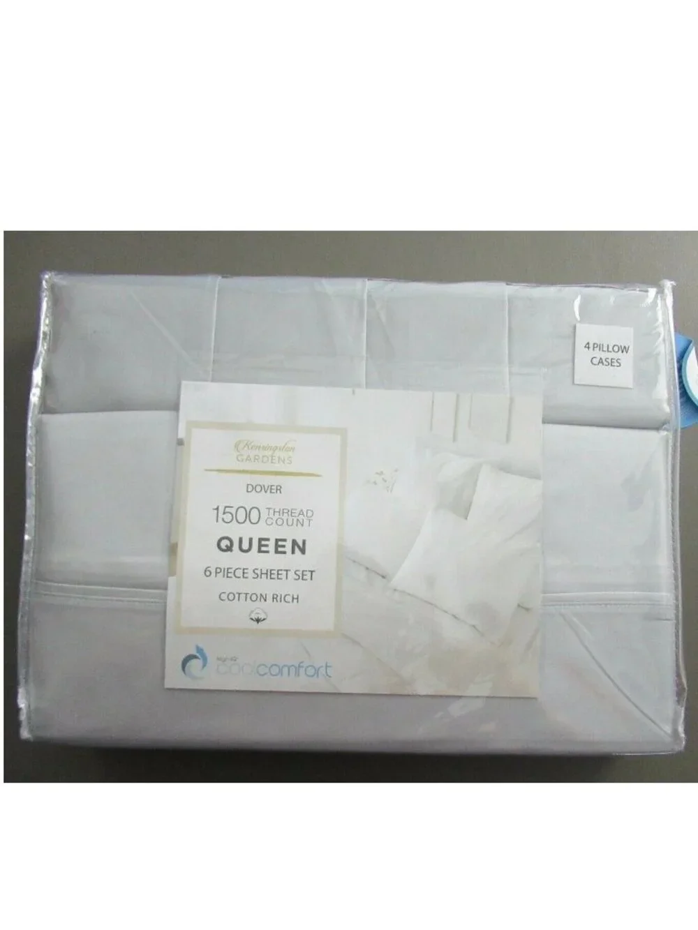 Kensington Garden Dover 1500 Thread Count 6-Piece Queen Sheet Set, Gray